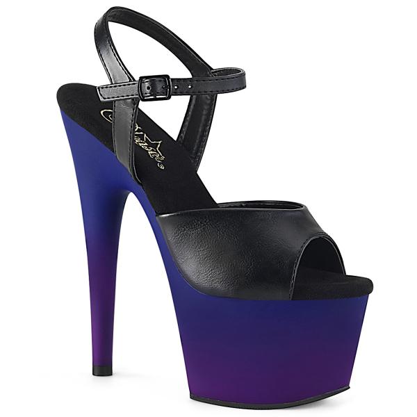 ADORE-709BP Pleaser Plateau Sandaletten schwarz Farbverlauf blau-lila Ombre