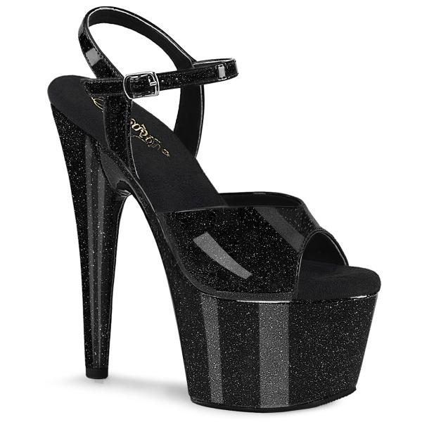 ADORE-709GP Pleaser Damen High-Heels Plateausandaletten schwarz Glitter Lack