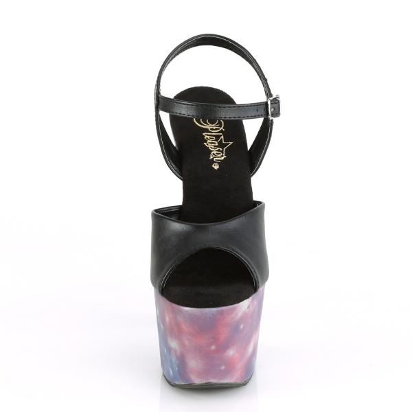 ADORE-709REFL Pleaser High-Heels Plateausandaletten schwarz lila-blau reflektierende Galaxie