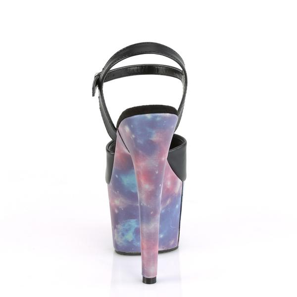 ADORE-709REFL Pleaser High-Heels Plateausandaletten schwarz lila-blau reflektierende Galaxie