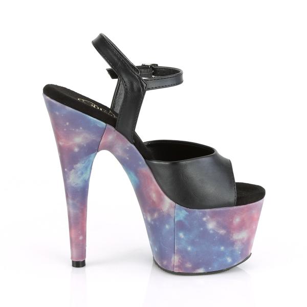 ADORE-709REFL Pleaser High-Heels Plateausandaletten schwarz lila-blau reflektierende Galaxie
