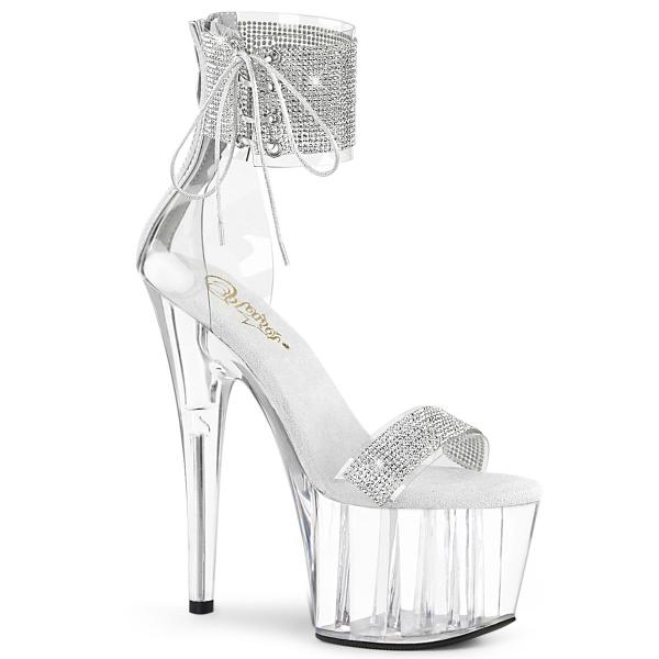 ADORE-727RS Pleaser Damen Plateau Riemchen Sandaletten Strass Manschette silber