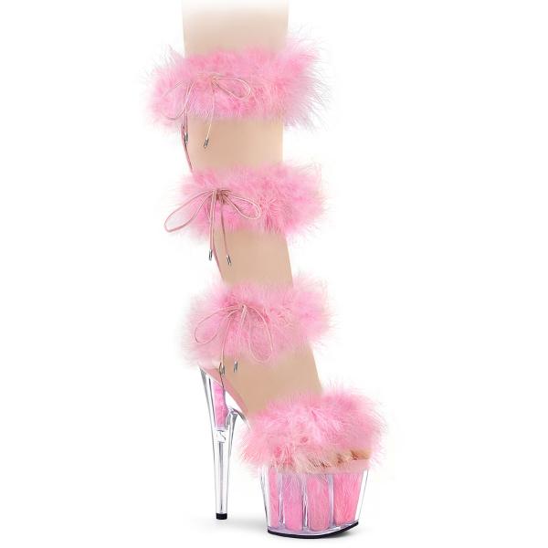 Sale ADORE-728F Pleaser High Heels Plateausandaletten 4-Fach Riemchen babypink Kunstfell 37