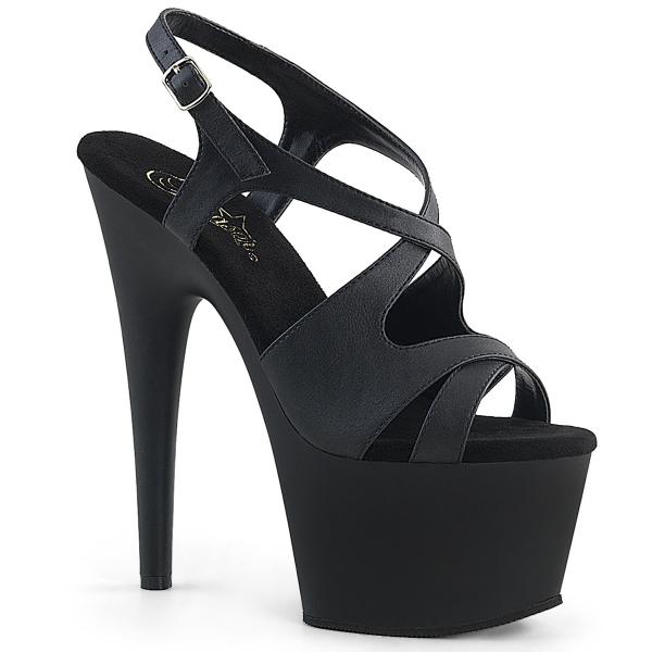 ADORE-730 Pleaser high heels criss cross sling back sandal black vegan leather