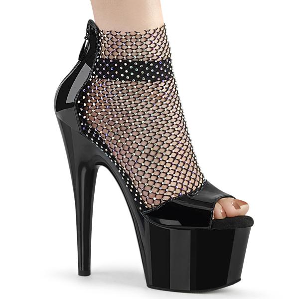 Sale ADORE-765RM Pleaser High Heels Plateausandaletten Strass Gewebenetz schwarz Lack 39