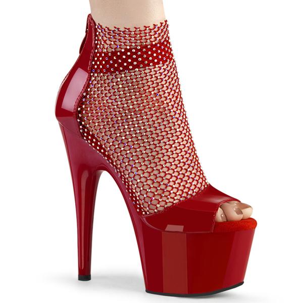 Sale ADORE-765RM Pleaser High Heels Plateausandaletten Strass Gewebenetz rot Lack 39