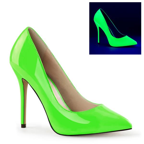 Sale AMUSE-20 Pleaser High-Heels Stilettoabsatz Pumps grün Lack Neon UV reaktiv 43