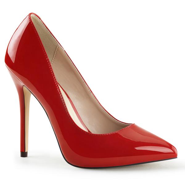 Sale AMUSE-20 Pleaser High-Heels Stilettoabsatz Pumps rot Lack mit versteckten Plateau 44