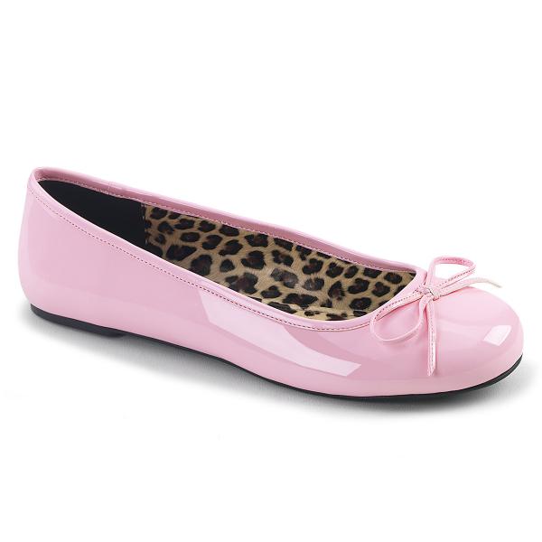 Sale ANNA-01 Pleaser Pink Label classic adult ballet flat bow baby pink patent 41