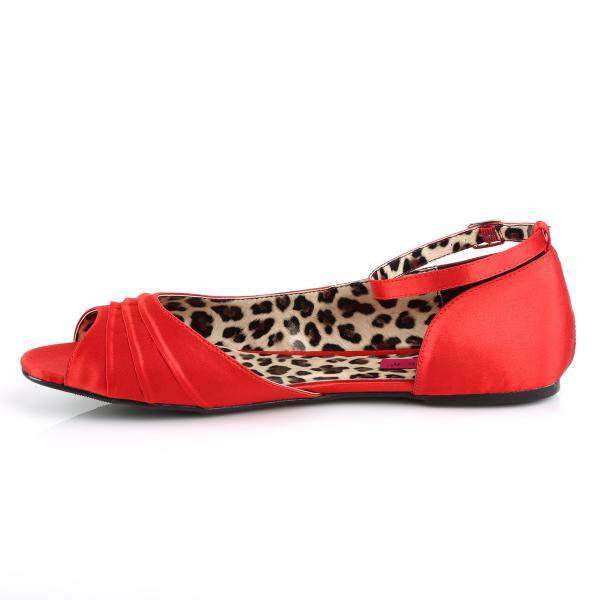 Sale ANNA-03 Pleaser Damen Riemchen Peep Toe Ballerina leo Print rot Satin 43