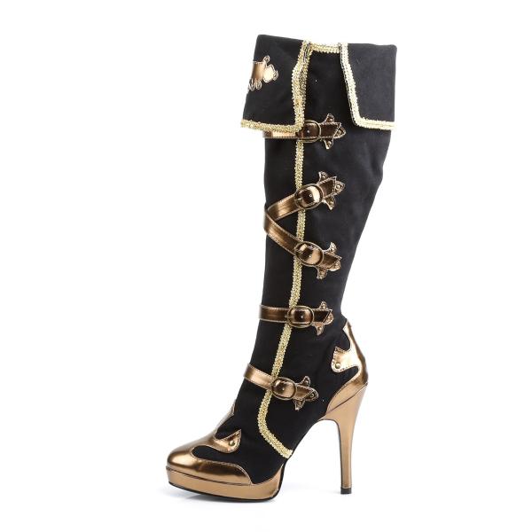 ARENA-2012 Funtasma Damen High Heels Karneval Stiefel schwarz Mikrofaser gold Lederlook