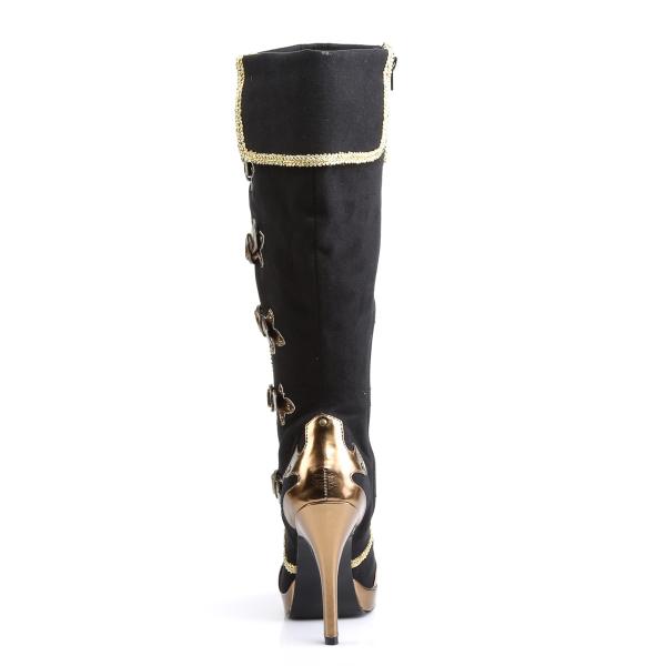 ARENA-2012 Funtasma Damen High Heels Karneval Stiefel schwarz Mikrofaser gold Lederlook