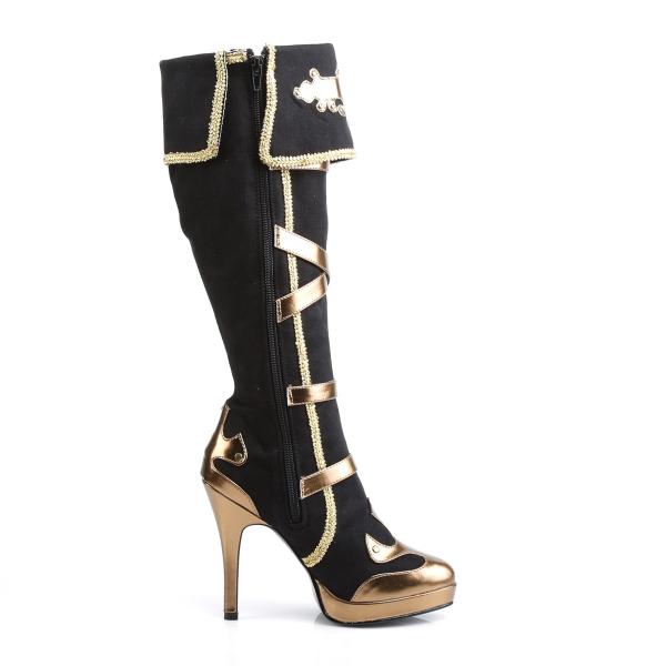 ARENA-2012 Funtasma Damen High Heels Karneval Stiefel schwarz Mikrofaser gold Lederlook