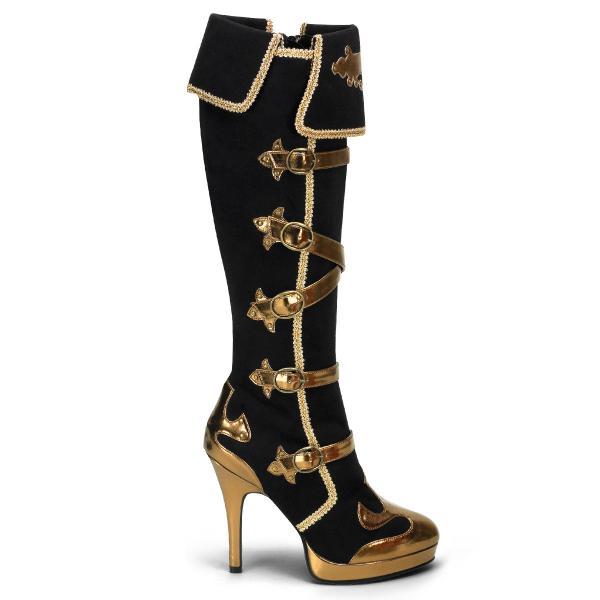 ARENA-2012 Funtasma Damen High Heels Karneval Stiefel schwarz Mikrofaser gold Lederlook