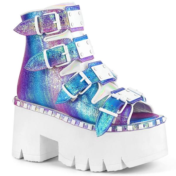 ASHES-70 DemoniaCult Bootie-Sandaletten lila multi irisierend weiß matt mit Nieten