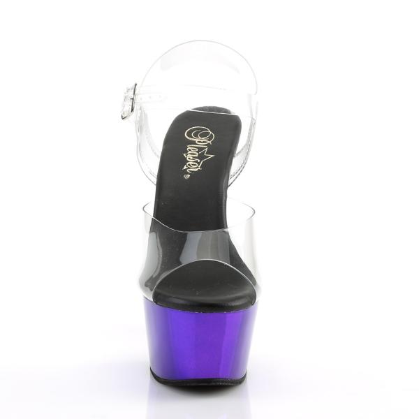 ASPIRE-608 Pleaser High-Heels vegane Plateausandaletten klar lila chrom