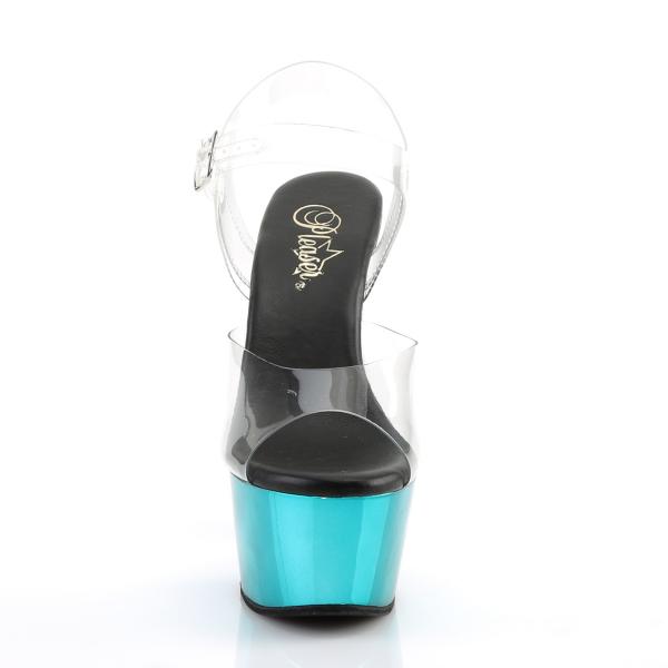 ASPIRE-608 Pleaser High-Heels vegane Plateausandaletten klar türkis chrom