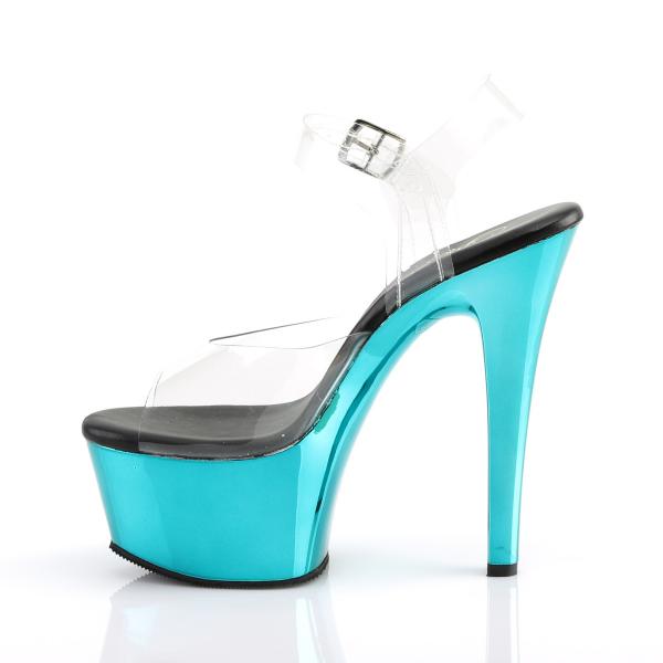ASPIRE-608 Pleaser High-Heels vegane Plateausandaletten klar türkis chrom