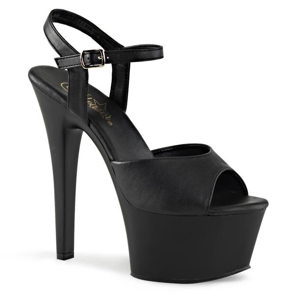 Sale ASPIRE-609 Pleaser high heels vegan platform ankle strap sandal black matte 40