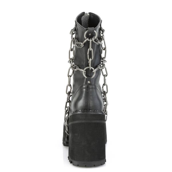 Sale ASSAULT-66 DemoniaCult Damen High Heels Stiefeletten Käfigketten Detail schwarz matt 37