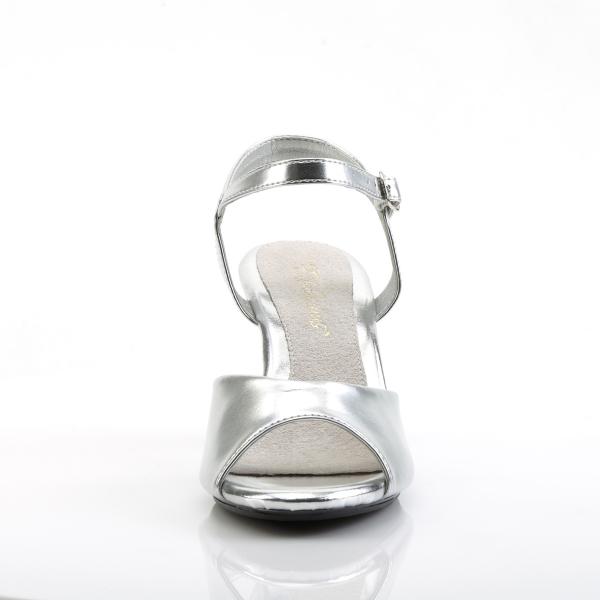 BELLE-309 sexy Fabulicious Damen Sandaletten silber Metallic transparenter Absatz