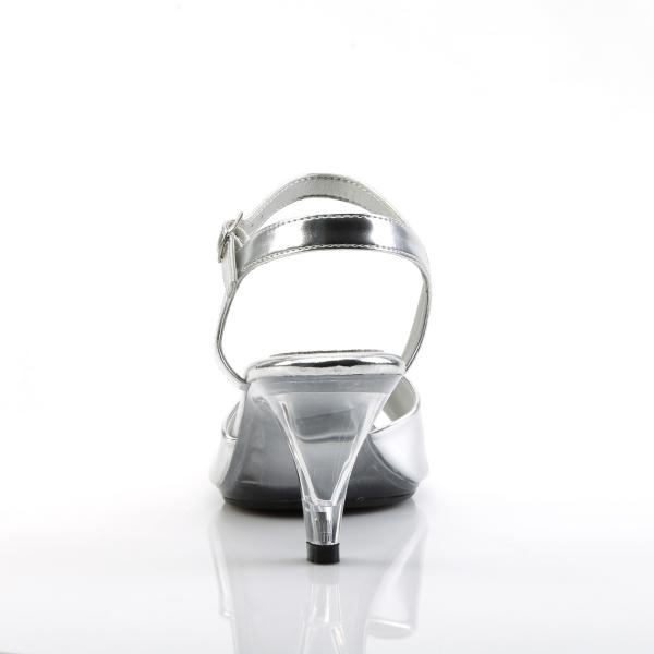 BELLE-309 sexy Fabulicious Damen Sandaletten silber Metallic transparenter Absatz