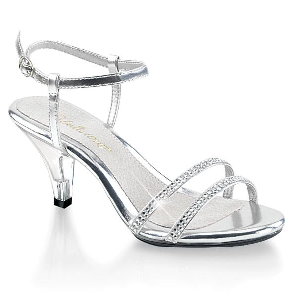 Sale BELLE-316 Fabulicious Damen Slingback Sandaletten silber Metallic mit Strass 36