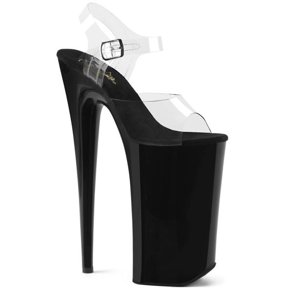 BEYOND-008 Pleaser High-Heels Skyscraper Sandaletten transparent schwarz