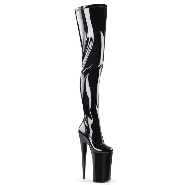 Sale BEYOND-4000 Pleaser High-Heels Crotch Overkneestiefel schwarz Stretchlack 41
