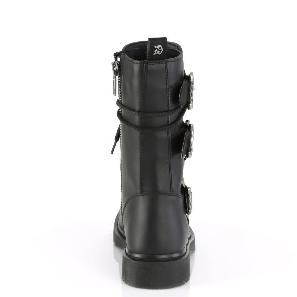 Sale BOLT-265 DemoniaCult Unisex Kampf Schnürstiefel schwarz Lederoptik 4 Schnallen 42