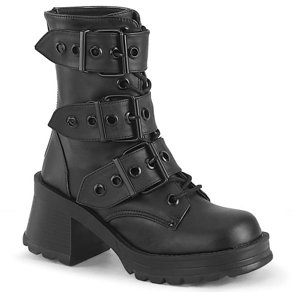 BRATTY-118 DemoniaCult Damen Gothic Riemen Plateaustiefeletten schwarz Lederoptik