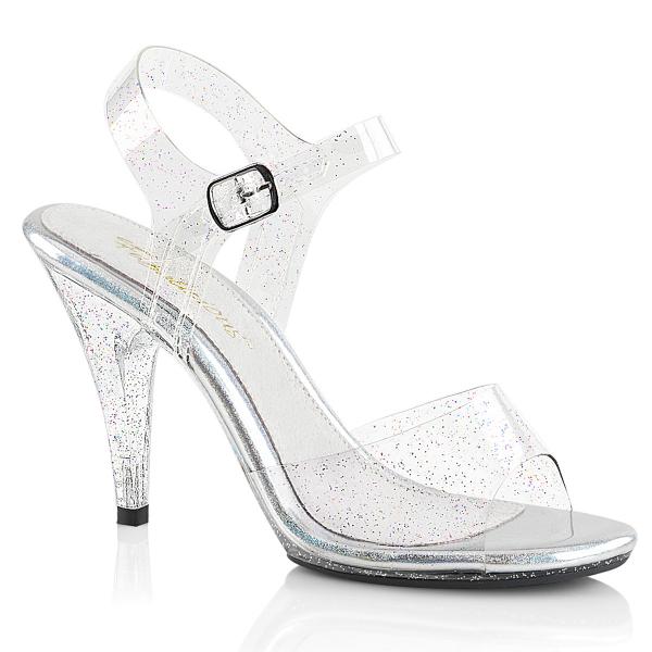 CARESS-408MMG Fabulicious Damen High-Heels Sandaletten klar mit Miniglitter rundum