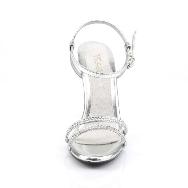 CARESS-416 Fabulicious High-Heels Sandaletten silber Metallic mit Strassriemchen
