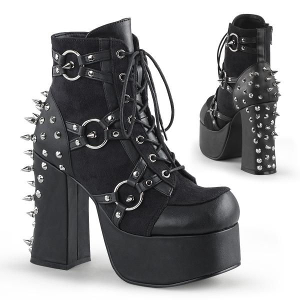 Sale CHARADE-100 DemoniaCult Gothic High-Heels Plateaustiefeletten schwarz Spikes und Nieten 39