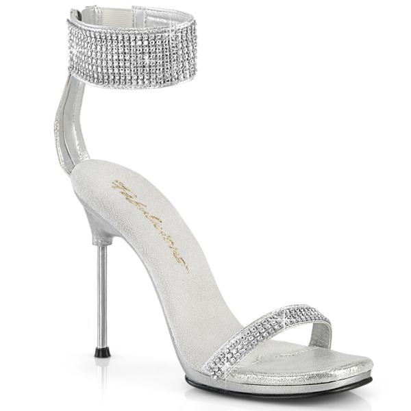 CHIC-40 Fabulicious high heels sandal silver shimmery rhinestones