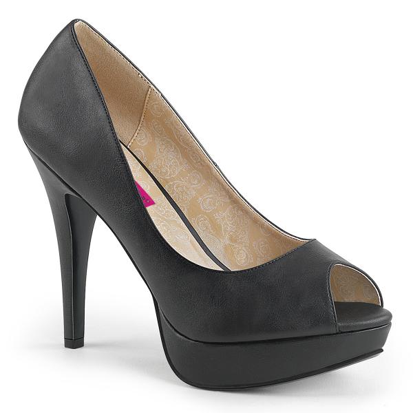 Sale CHLOE-01 chice Pleaser Damen High-Heels Peep-Toe Plateaupumps schwarz Lederoptik 41