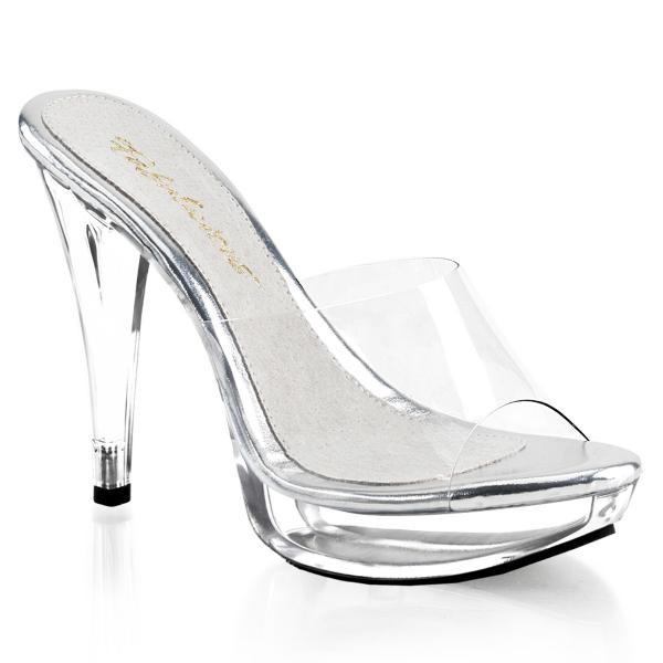 Sale COCKTAIL-501 Fabulicious High-Heels Plateaupantoletten transparent mit Lederinnensohle 42