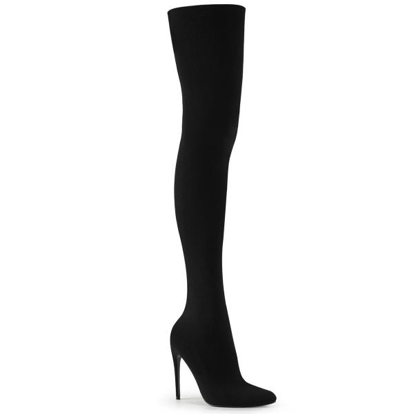 COURTLY-300 High-Heels stretch pull-on thigh high boot black nylon