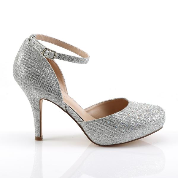 Sale COVET-03 Fabulicious Damen Plateau Pumps Glitter Gewebe silber Strass Steinchen 40