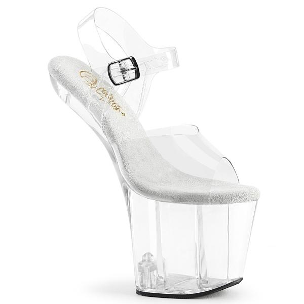 CRAZE-808 Pleaser transparent high heelless platform sandal clear