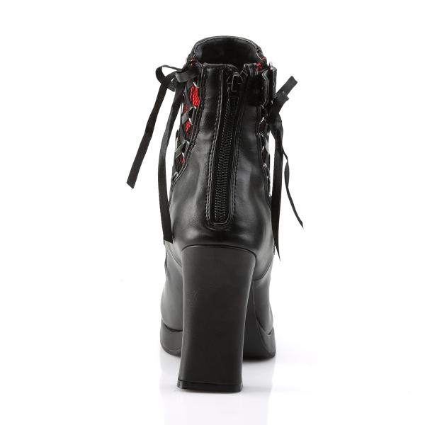 Sale CRYPTO-51 DemoniaCult Plateaustiefeletten schwarz rot Lederoptik Spitze Korsettschnürung 40