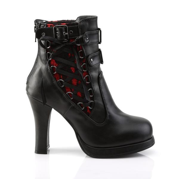 Sale CRYPTO-51 DemoniaCult Plateaustiefeletten schwarz rot Lederoptik Spitze Korsettschnürung 40