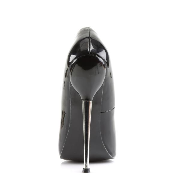 Sale DAGGER-01 elegante Devious High Heels Pumps Stiletto-Metallabsatz schwarz Lack 40