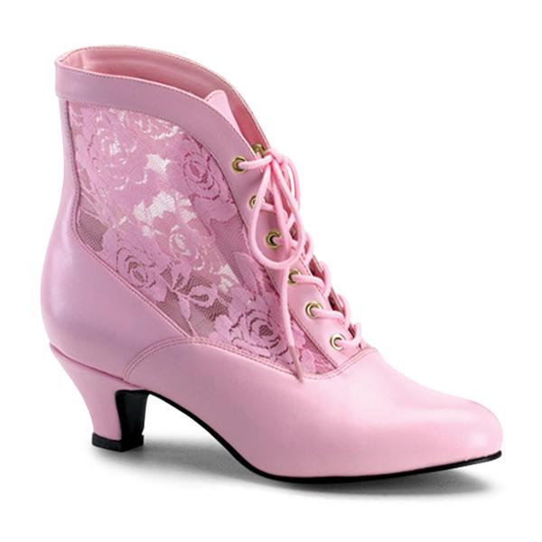DAME-05 Funtasma viktorianische Damen Stiefeletten babypink Lederlook Spitze