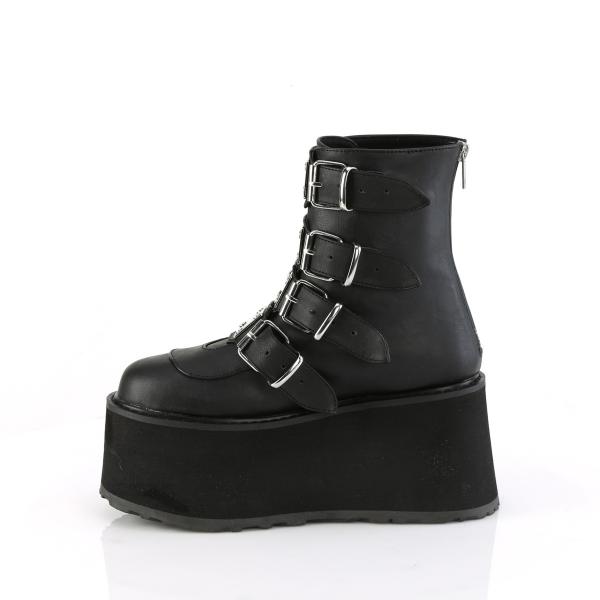 Sale DAMNED-105 DemoniaCult Damen Schnallenriemen Plateaustiefeletten schwarz Lederoptik 39
