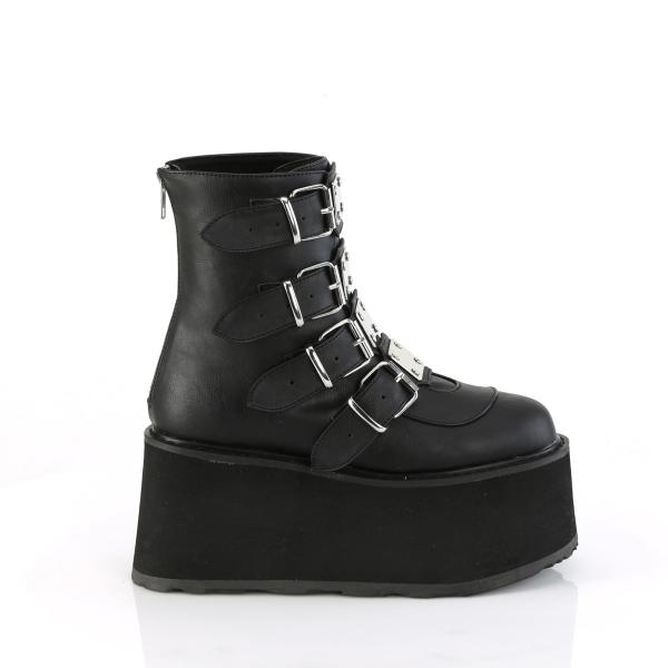 Sale DAMNED-105 DemoniaCult Damen Schnallenriemen Plateaustiefeletten schwarz Lederoptik 39