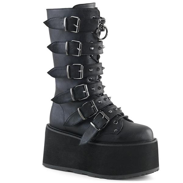 Sale DAMNED-225 DemoniaCult Damen Plateaustiefel 6 Riemchen Nieten schwarz Matt 40