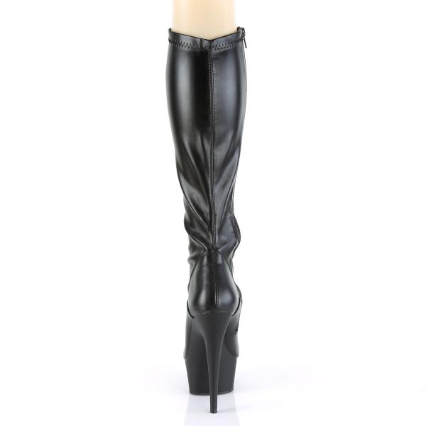 Sale DELIGHT-2000 kniehohe Pleaser High Heels Stretch Stiefel schwarz Lederoptik 43