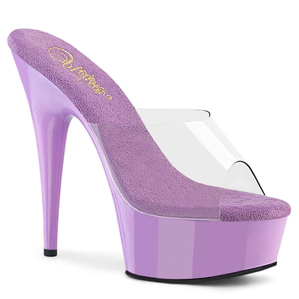 Sale DELIGHT-601 Pleaser Damen High-Heels Plateaupantoletten klar lavendel Gr 39