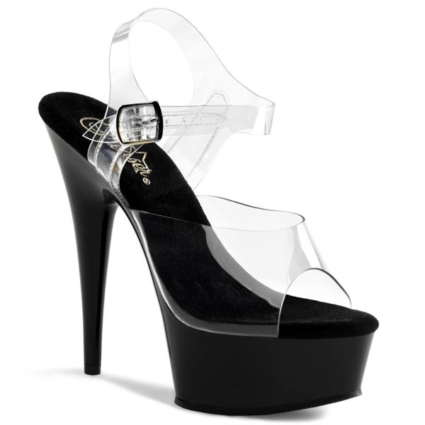 DELIGHT-608 sexy Pleaser High-Heels Plateausandaletten transparent schwarz